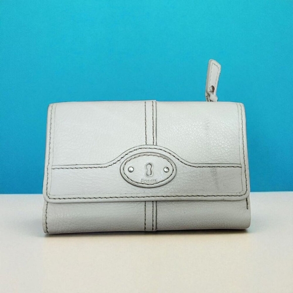 Fossil Wallet Leather White Women's - Picture 1 of 9